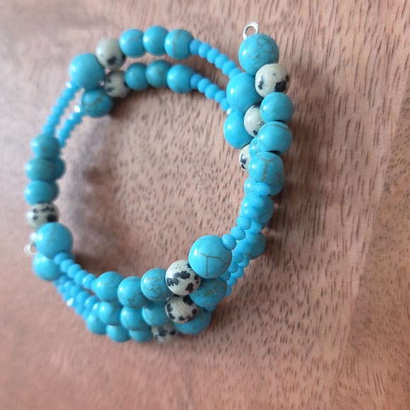 Turquoise Beaded Wrap Bracelet Southwestern Western Boho Gift - Picture 6 of 6